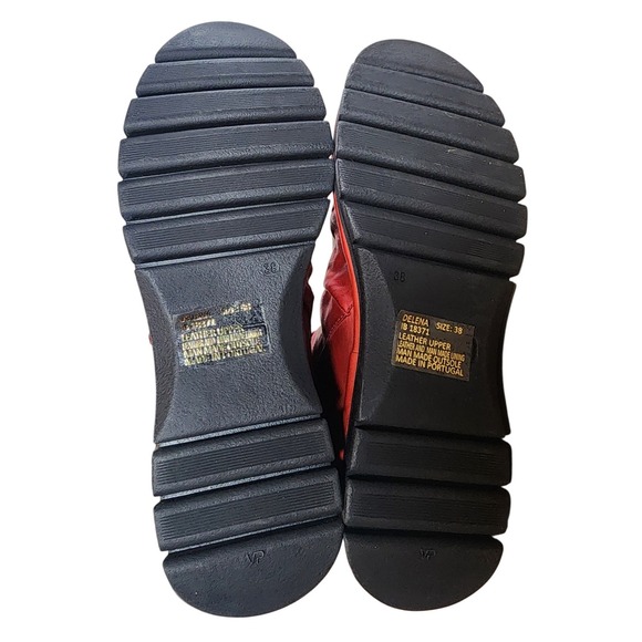 Miz Mooz Delena Red Leather Ruched Side Zip Boots Women Size 38 - Picture 7 of 10